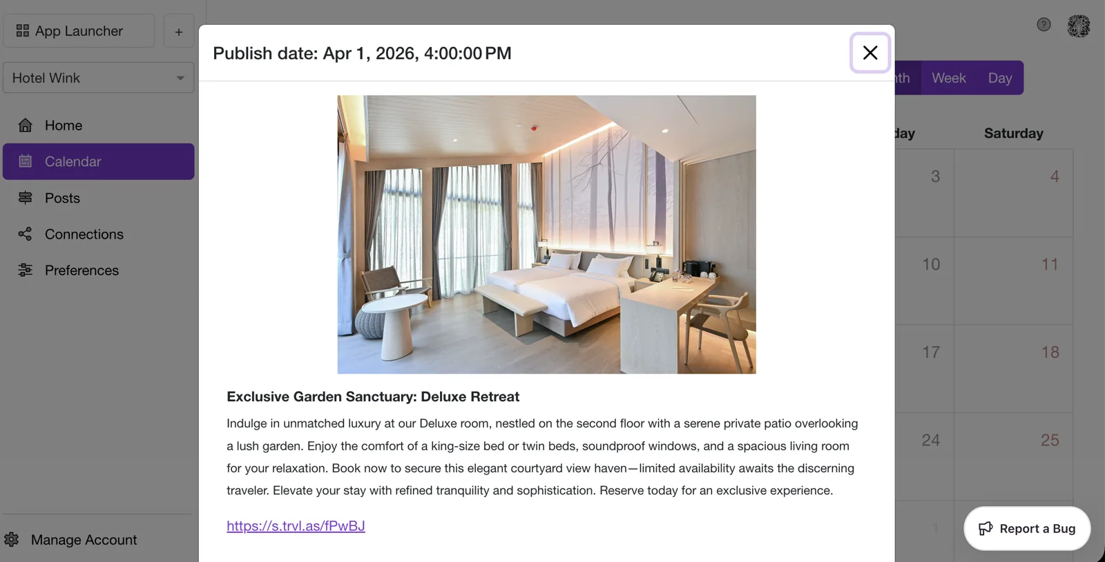 Social content generation workspace before approval