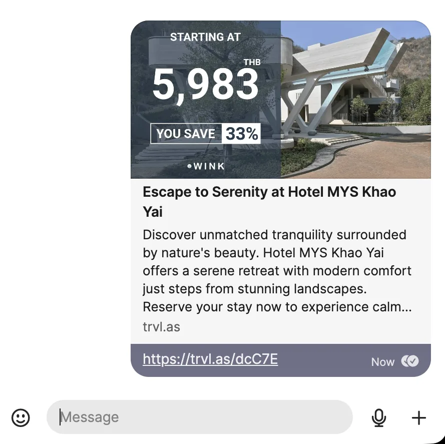 A WinkLinks storefront link shared in Signal