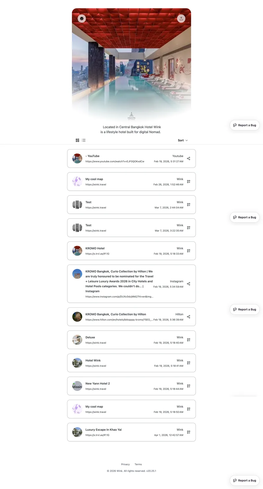 A WinkLinks partner storefront in list view